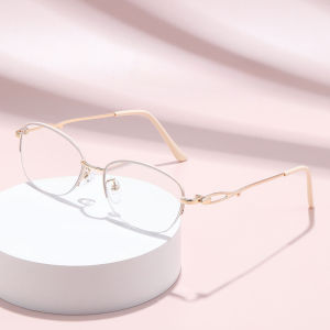 JN IMPRESSION Half-frame Reading Glasses Fashionable Style Temples with Flowers for Middle-aged and Elderly People Hollow Exquisite and Elegant Ladies Anti-blue Light Reading Glasses