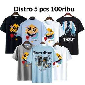 PAKET 5 Pcs 100rb Kaos  pria | kaos DISTRO pria dan wanita  distro bandung | kaos keren  pria terbaru | Kaos T-Shirt distro pria bandung murah bahan tebal | Kaos pria dewasa 5 pcs 100 | T Shirt Pria Casual