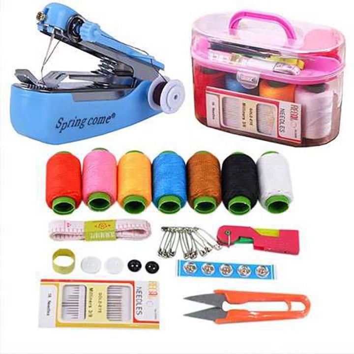10 in 1 Portable Mini Manual Sewing Machine Travel PP Sewing Box Kits