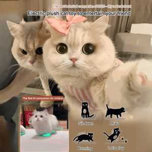 🐱Toy Cat Walks and Calls Simulation Electric Girl Childrens Pet Sound Plush Electronic Doll Cat Ornaments仿真电动毛绒小猫