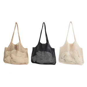 Spacious Summer Knitted Shoulder Bag Large Capacity Beach Bag Casual Handbag for Travel Shopping and Casual Travel
