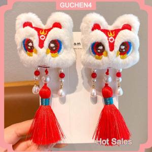 GUCHEN4🎀 Cô gái Trung Quốc phong cách cổ xưa Kẹp Tóc trang sức tết tóc đỏ