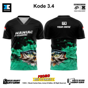 Jersey pancing full printing custom nama dan logo kaos mancing lengan panjang gratis ongkir Kode 3.4
