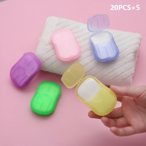 Mini Portable Travel Soap Paper 20 Sheets - Dissolves in Water for Quick Hand Wash Available in Multiple Colors