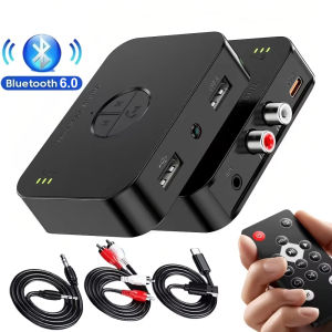 Kebidumei Bluetooth 6 Audio Receiver 3.5mm AUX RCA Stereo Lossless Music Wireless Adapter support U-Disk Play For Car Kit Speaker Amp