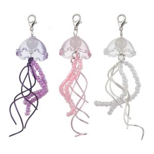 3pcs Handmade Sturdy Glass Bead Jellyfish Wind Chimes Keychain Ornament Accessory for Unique and Artistics Styles