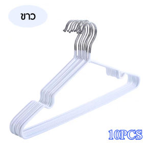 GREAT SHOP ไม้แขวนเสื้อสแตนเลส เคลือบด้วย PVC กันลื่น ยาว 40cm 1แพ็ค 10ชิ้น ไม้แขวน รับน้ำหนักได้ดี ไม้แขวนเสื้อกันลื่น จัดส่งที่รว