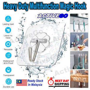 MALAYSIA STOCK 10pcs Heavy Duty Multifunction Magic Wall Hook Without Nails Transparent Super Strong Sticky Home Living Kitchen Bathroom Ceiling Door Adhesive Mini Hooks Hanger No Drill Screw Load-Bearing Non-Trace Nano Suction Reusable Washable ActiveGo