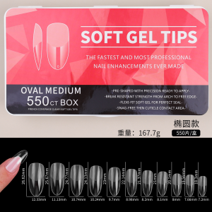 550pcs PREMIUM Soft Gel Tips Kuku Palsu Fleksibel Set Kuku Palsu Akrilik Matte MJ