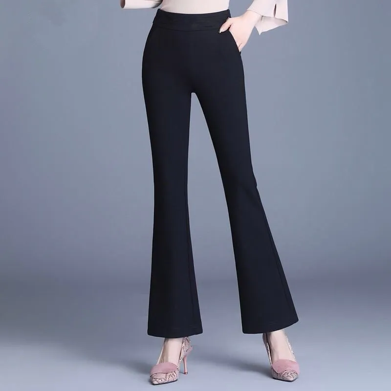 Bootleg Pants Women 'S Spring And Summer New High Waist Drape Loose  Slimming Fashion Black Casual Pants women Stretch Slim fit