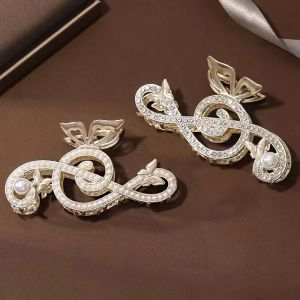 Rhinestone Clip Large Size Music Note Pearl Grab Clip Female Back Head Hair Clip Shark Clip Hair Accessories