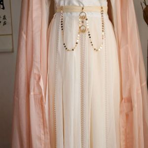 HOT โลหะผสมอัลลอยด์ โซ่เอวหน้าท้อง วินเทจ ถอดออกได้ โซ่เอว Hanfu แบบดั้งเดิมดั้งเดิม ทองสีทอง โซ่ขอบเอวยาว ของขวัญสำหรับเด็ก