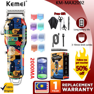 KEMEI KM-MAX2092 Wholesale Rechargeable Beard Body Trimmer Kemei Km-Max2093 High Power Print Design Professional Electric Hair Clippers