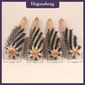 [huguosheng] Natural Boar Bristle Roller Brush Barber Hair Roller Wood Hair Brush Round Barrel Hair Comb For Women Curly Hair Hairdressing