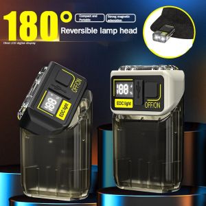 Lampu Suluh Rantai Kunci LED Magnet 180 Putaran USB-C Obor Boleh Dicas Semula untuk Lampu Kerja Kecemasan Memancing Perkhemahan 旋转灯头 轻巧