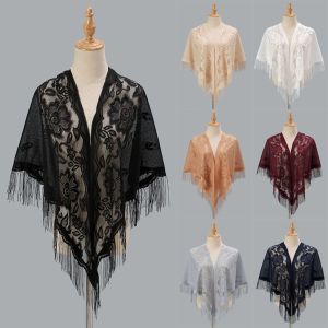 YKM4298 With Tassel Women Shawl Multicolored Hollow Wedding Bridal Shawl Wedding Accessories Evening Prom Cape Women