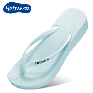 Hotmarzz Womens slope heel flip flops PVC high heels Non-Slip  beach shoes for wearing fashionable slippers  HM0722