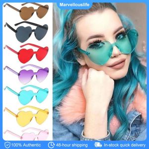 Women Fashion Heart Shape Sunglasses: Vintage UV400 & Rimless Female Sun Glasses
