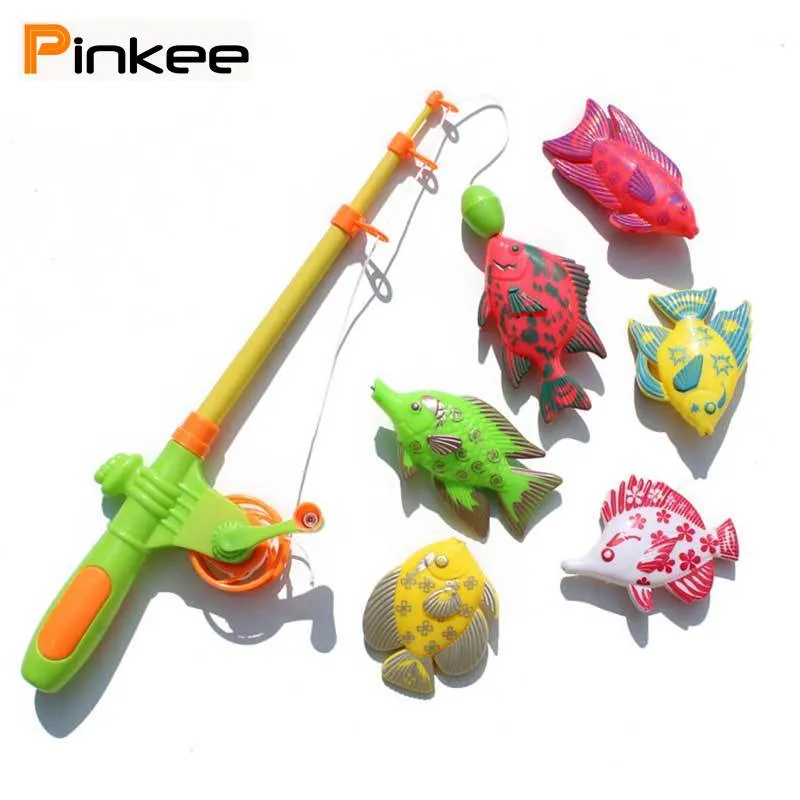 Rod Toy Funny Fishing Rod Pinkee 6PCS Childrens Magnetic Fishing