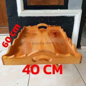 nampan baki lengser jumbo 60x40x5woodstain kayu besar mahoni cantik unik