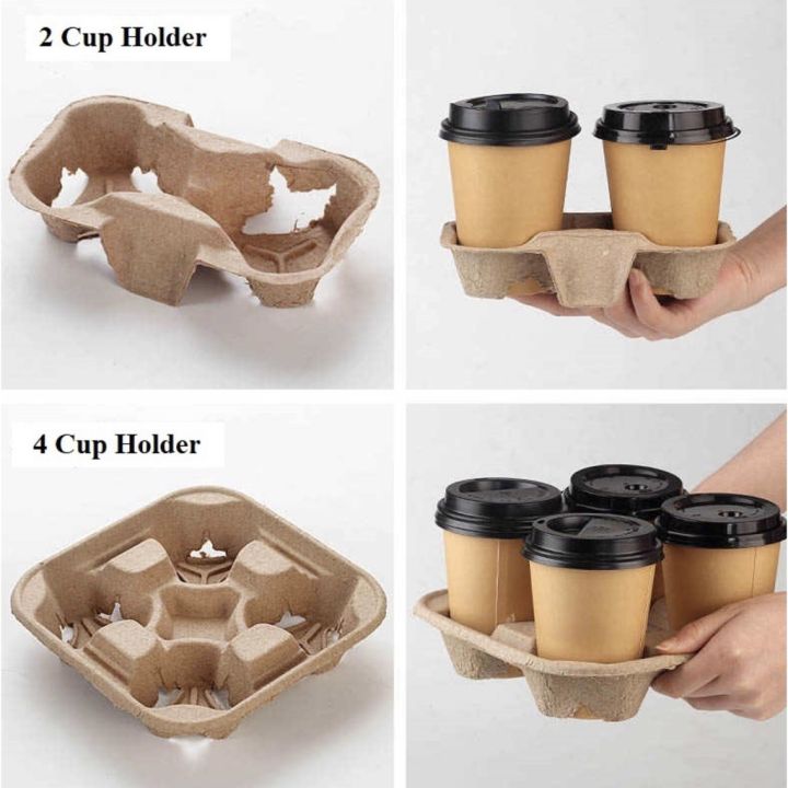 Disposable Pulp Paper Cup Holder/ Molded Paper Cup Tray / Pemegang ...