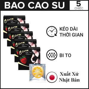 Combo 5 Bao cao su Storm Kéo dài thời gian có 7 Bi To Hương dâu