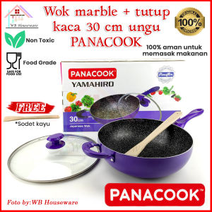 PANACOOK stir wok 30cm + tutup + sodet kayu teflon anti lengket ungu / panci masak wajan penggorengan gagang