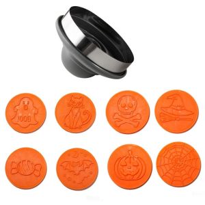 WPOT 3D Embossing Halloween Cookie Cutters Set ic Creative Halloween Baking Tools Spooky Interchangeable Halloween Press Molds Kitchen Gadgets