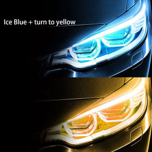 2PCS Flexible Car Led Light Strip Dual Color Motorcycle Auto Headlight Lamp Drl Daytime Running Light