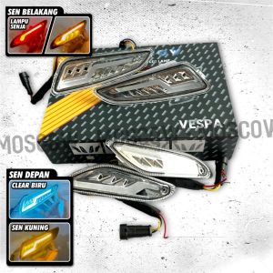 LAMPU SEN RUNNING SEIN INDICATOR LAMPU SEIN LED INDIKATOR SENJA BIRU SENJA MERAH SET DEPAN BELAKANG LAMPU SEN SEPASANG LED RUNING ORIGINAL MOSCOW PREMIUM VESPA ELETTRICA 2018 - 2023 SPRINT 50/125/150 2014 - 2023 PRIMAVERA 50/125/150 2013 - 2023 3V IGET