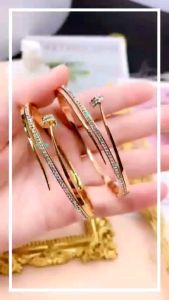 Gelang Bangle Motif Paku Bahan Titanium Stainless Steel Awet Anti Karat Perhiasan Wanita Xpid54