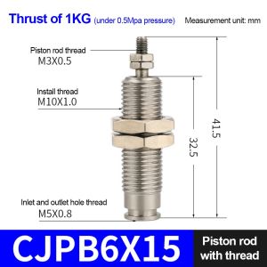 YUDESHUI 1Pcs Hành trình 5-20mm Xy lanh khí nén CJPB Loại SMC Đường kính lỗ 6/10/15mm Xy lanh khí nén có ren Bền bỉ Diễn xuất đơn độc Xy lanh tác động đơn cho Thiết Bị Máy Móc