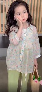 KYII Girl Summer Sun-protective clothes Korean floral Coat ky22163