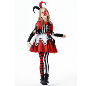 Girl Purim Naughty Clown Costume Crazy Film Harlequin Spooktacular Cosplay Carnival Halloween Fancy Party Dress2026