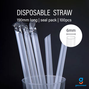(100pcs Individually Pack) Disposable Plastic Straws 210mm Transparent Straight Bubble Tea Straw
