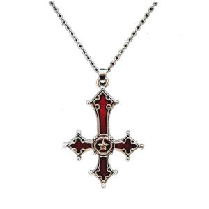 Gothic Inverted Crucifix Pendant Necklace Trendy Choker Personality Accessories for Punk and Retro Fashion Enthusiasts