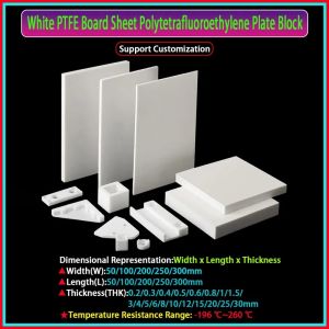 Thk0.2-30mm White PTFE Board Sheet Polytetrafluoroethylene Plate Block Anti-Corrosion Machining Materials W50-300mm L50-300mm