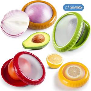 MLADEN Fruit Vegetable Airtight Fresh Storage Box Lemon Tomato Avocado Preservation Seal Cover Transparent Reusable Kitchen Tools