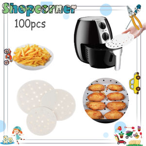 Isi 100 Alas Air Fryer Tatakan Kertas 5" 6" 7" 8"Inch Tidak Lengket Air Fryer Kertas Dimsum Paper