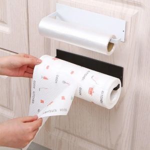 Giá treo giấy cuộn phong cách Nhật Bản tủ bếp không đục lỗ dán giá treo khăn giấy cuộn treo tường giá để đồ Phòng tắm Đa năng