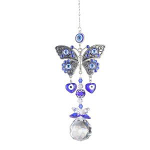 FLEURS Rhinestone Devil Eye Suncatcher Butterfly Rainbow Maker Sunlight Catcher Home Decoration Crystal Balls Hanging Crystal Decor Window Hanging