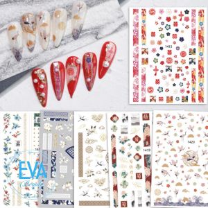 Sticker Dán Móng Tay 3D Dạng Decal Dán Chống Nước Hoạ Tiết Phong Cách Cổ Trang Trung Hoa Nhiều Mẫu Joyful nails JO1415 - JO1420