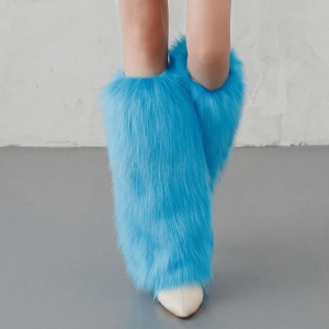 SFFGF Faux Fur Furry Leg Warmers Y2K 40cm Long Tube Sock Fashion Thickened Lolita Boots Cover Autumn/Winter