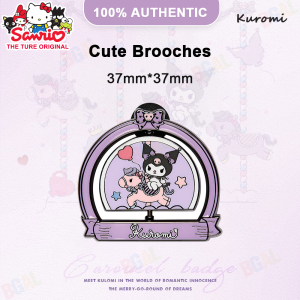 (1pcs)100% Authentic Sanrio Kuromi Accessories Carousel Series Brooches Decorations 37mm*37mm Pins Zinc Alloy Badges Cute Cartoon Brooch Badge Pin Student School Bag Decoration 5020