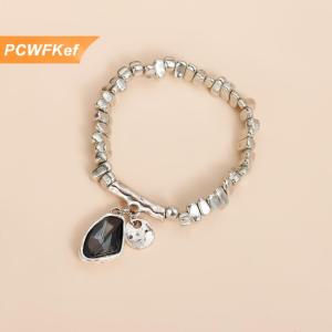 【PCWFKef】 1 2ชิ้นแฟชั่นจี้โลหะสง่างามสร้อยคอที่ผิดปกติสร้อยข้อมือตัดโลหะจี้แวววาวชุดเครื่องประดับที่สร้างสรรค์