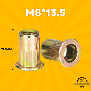 5PCS Rivet Insert Nutsert Riveter Nut Tool Accessory Zinc Plated Carbon Steel M6 M8 M10 Knurled Nuts Rivnut Flat Head Threaded Tropa Hardware
