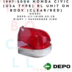 DEPO-317-1910-US-CR 1997-2000 HONDA CIVIC (USA TYPE) RL UNIT ON BODY (CLEAR/RED) CANADA ONLY SAE.