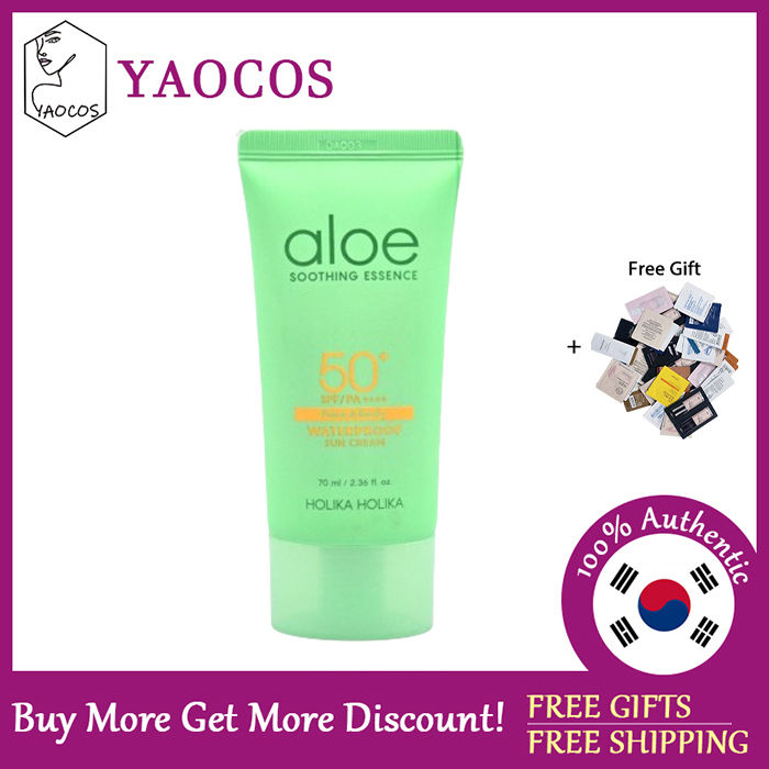 [HOLIKA HOLIKA] Aloe Soothing Essence Waterproof Sun Cream SPF50+ PA++++  70ml | Lazada PH