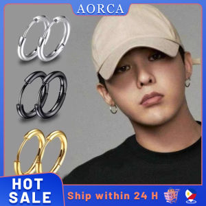 1 PC Hypoallergenic Black Silver Daily Wear Geometric Hoop Earrings  Round Earring for Men Women Stainless Steel