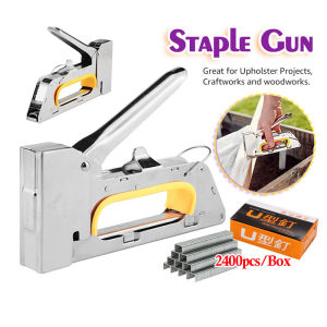Heavy Duty Metal Staple Gun with 2400pcs/Box - 10mm Nail Stapler Tacker for Signboards, Sofas, and Decorations - High Quality Galvanized Wire with 10X6F/10X8F Specification